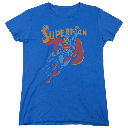 Superman - Life Like Action - Short Sleeve Womens Tee - Royal Blue T-shirt