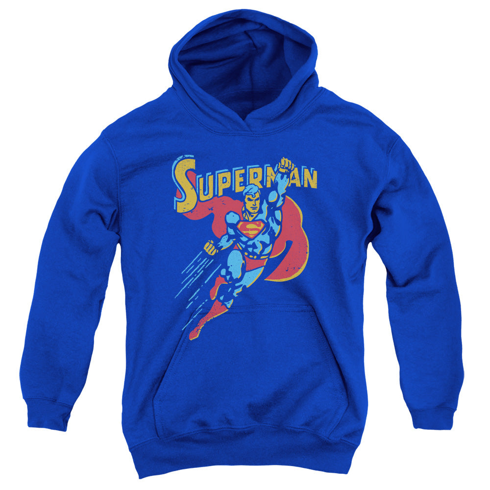 Superman - Life Like Action - Youth Pull-over Hoodie - Royal