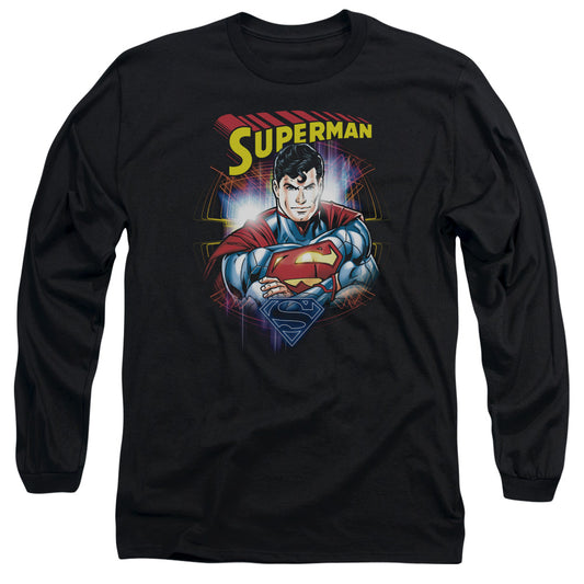 Superman - Glam - Long Sleeve Adult 18/1 - Black T-shirt