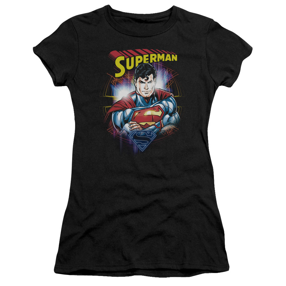 Superman - Glam - Short Sleeve Junior Sheer - Black T-shirt