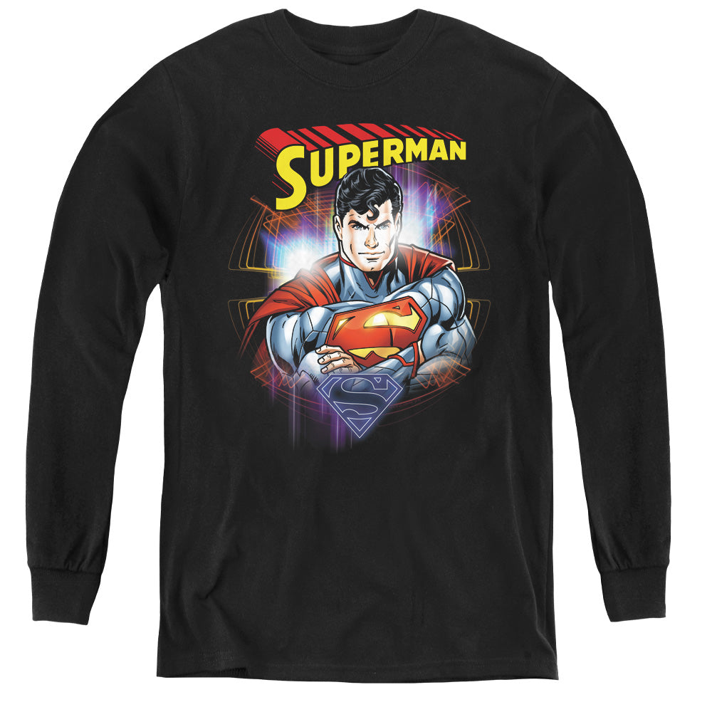 Superman - Glam - Youth Long Sleeve Tee - Black