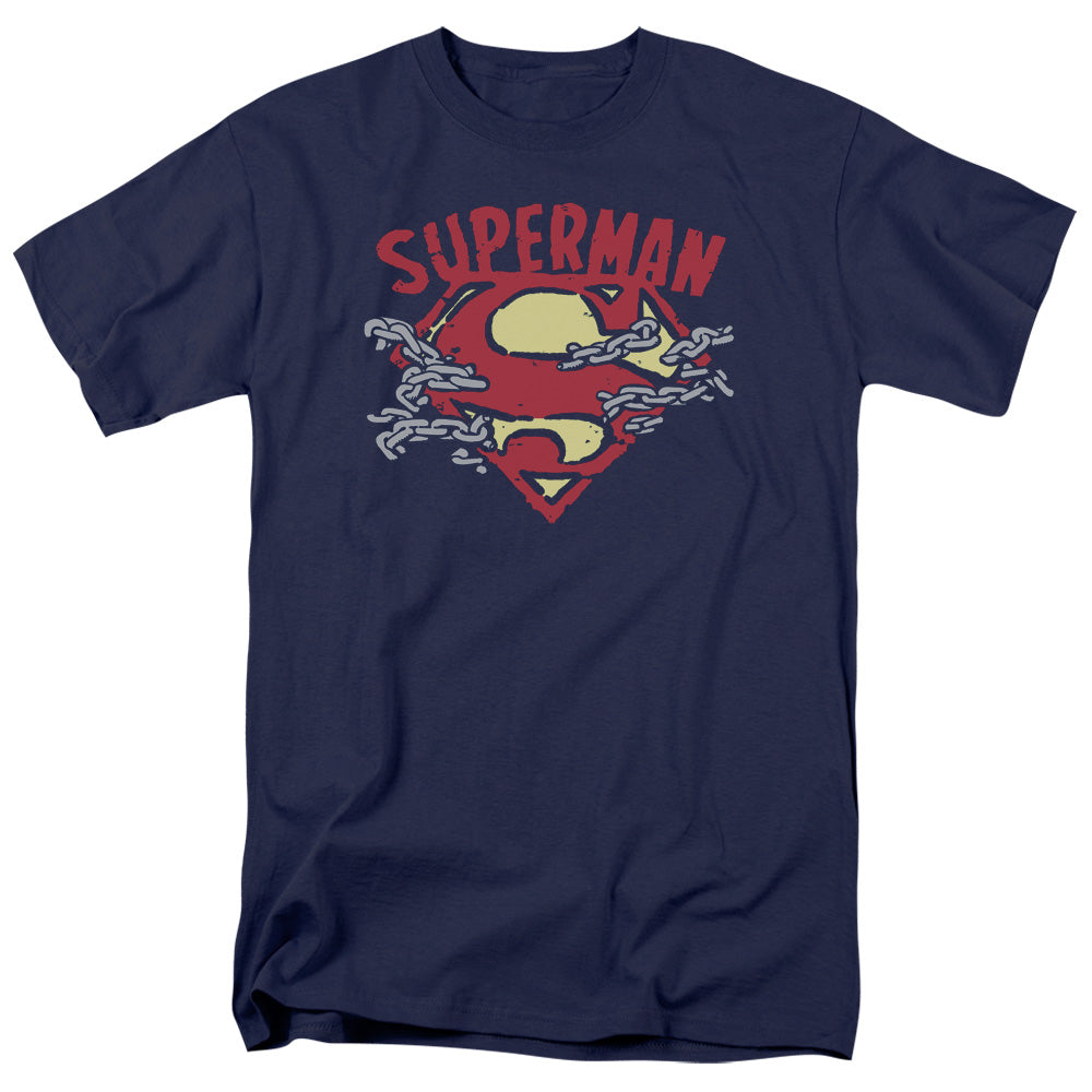 Superman - Chain Breaking - Short Sleeve Adult 18/1 - Navy T-shirt