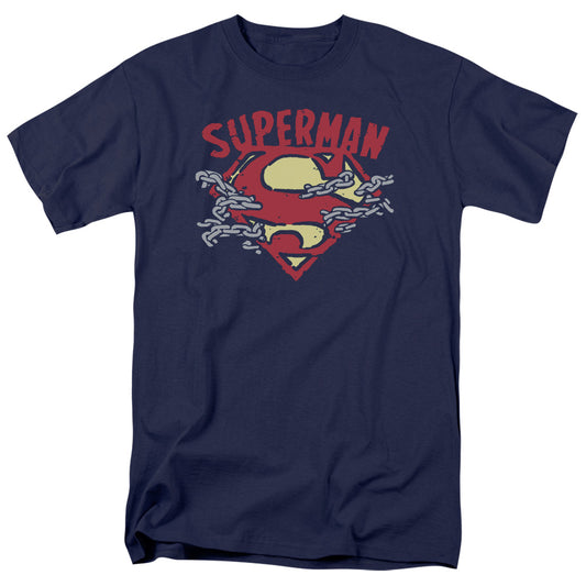 Superman - Chain Breaking - Short Sleeve Adult 18/1 - Navy T-shirt