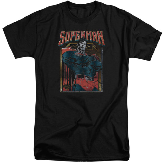 Superman - Head Bang - Short Sleeve Adult Tall - Black T-shirt