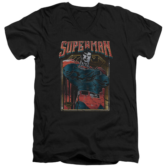 Superman - Head Bang - Short Sleeve Adult V-neck 30/1 - Black T-shirt