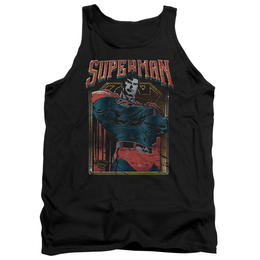 Superman - Head Bang - Adult Tank - Black