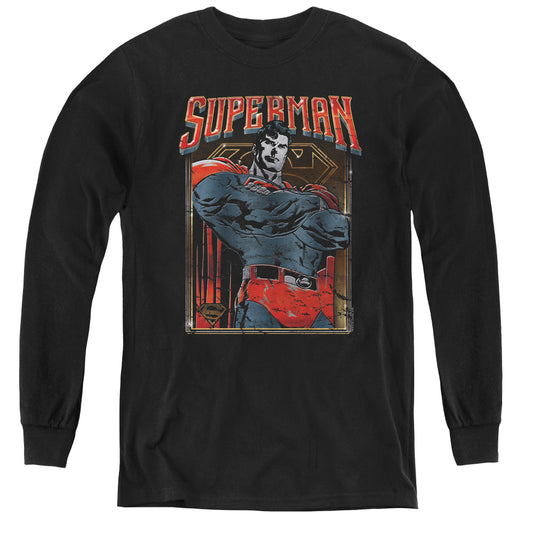 Superman - Head Bang - Youth Long Sleeve Tee - Black