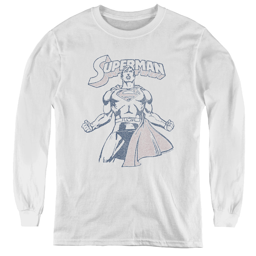 Superman - Get Some - Youth Long Sleeve Tee - White