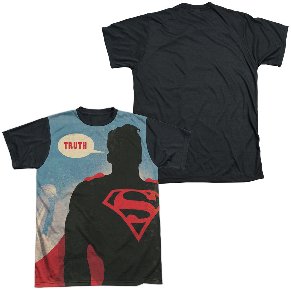 Superman - Truth - Short Sleeve Adult White Front Black Back   - White T-shirt