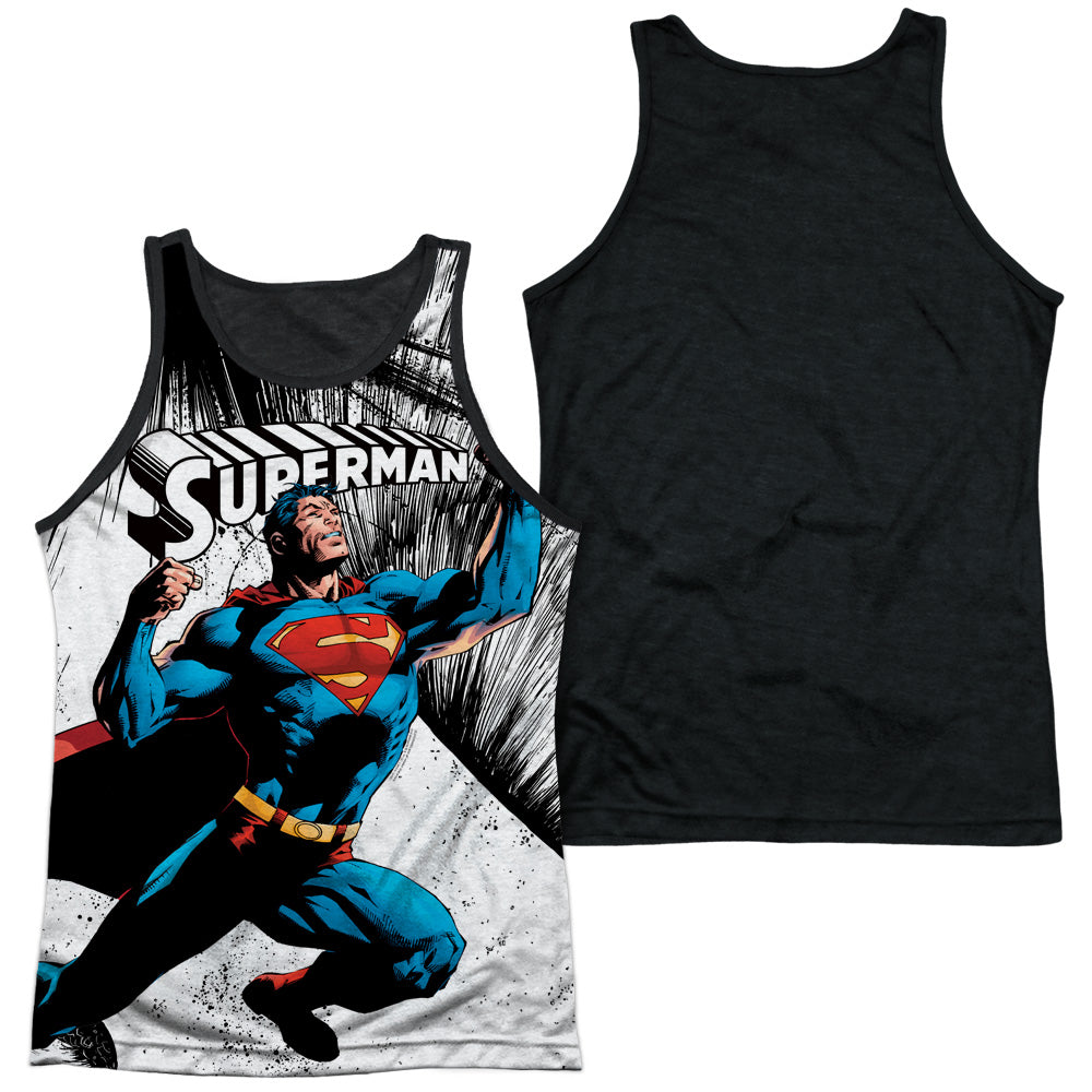 Superman - To Infinity - Adult Poly Tank Top Black Back - White
