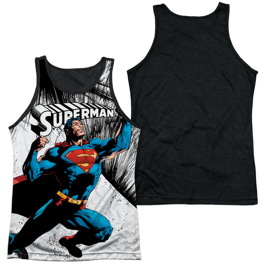 Superman - To Infinity - Adult Poly Tank Top Black Back - White