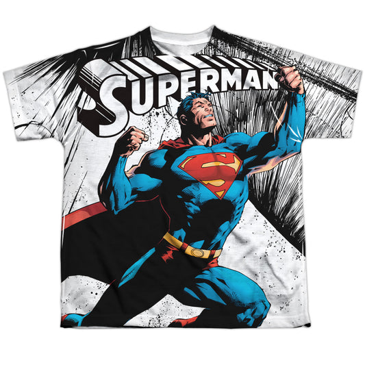 Superman - To Infinity - Short Sleeve Youth Poly Crew - White T-shirt