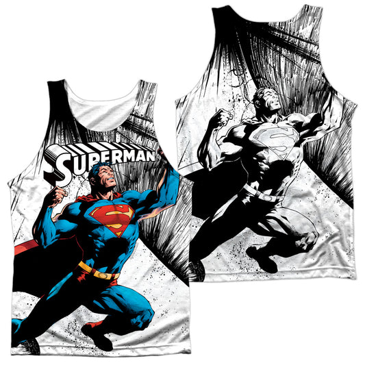 Superman - To Infinity (Front/back Print) - Adult 100% Poly Tank Top - White