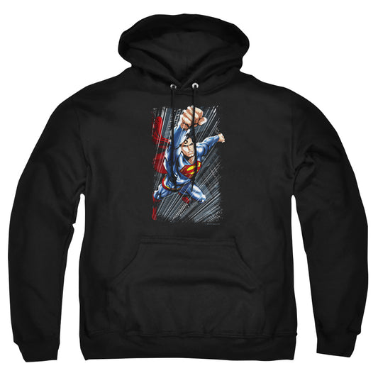 Superman - Faster Than - Adult Pull-over Hoodie - Black