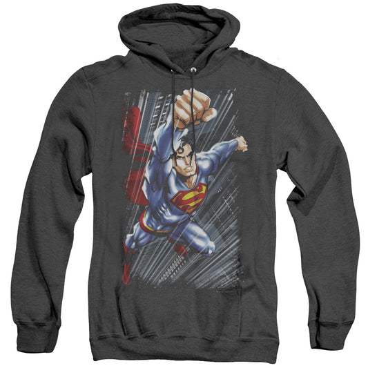 Superman - Faster Than - Adult Heather Hoodie - Black