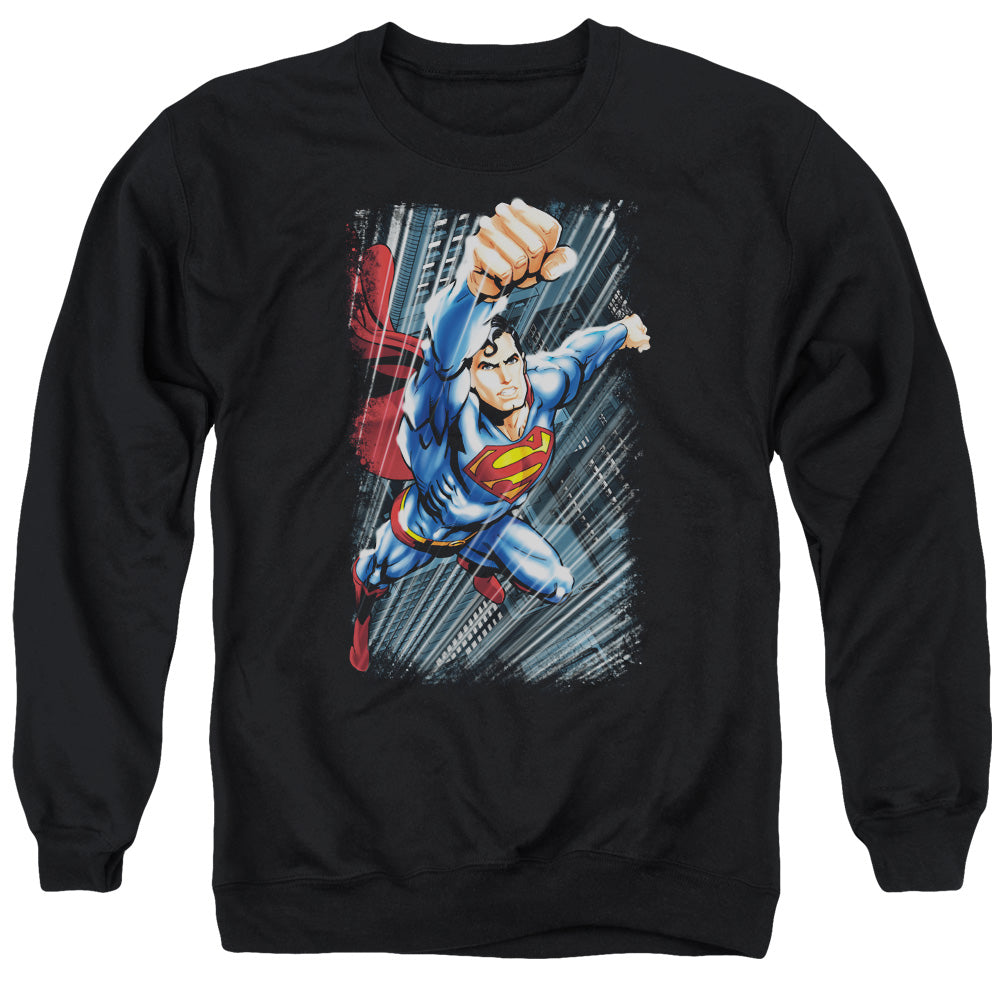 Superman - Faster Than - Adult Crewneck Sweatshirt - Black