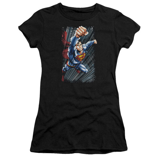 Superman - Faster Than - Short Sleeve Junior Sheer - Black T-shirt