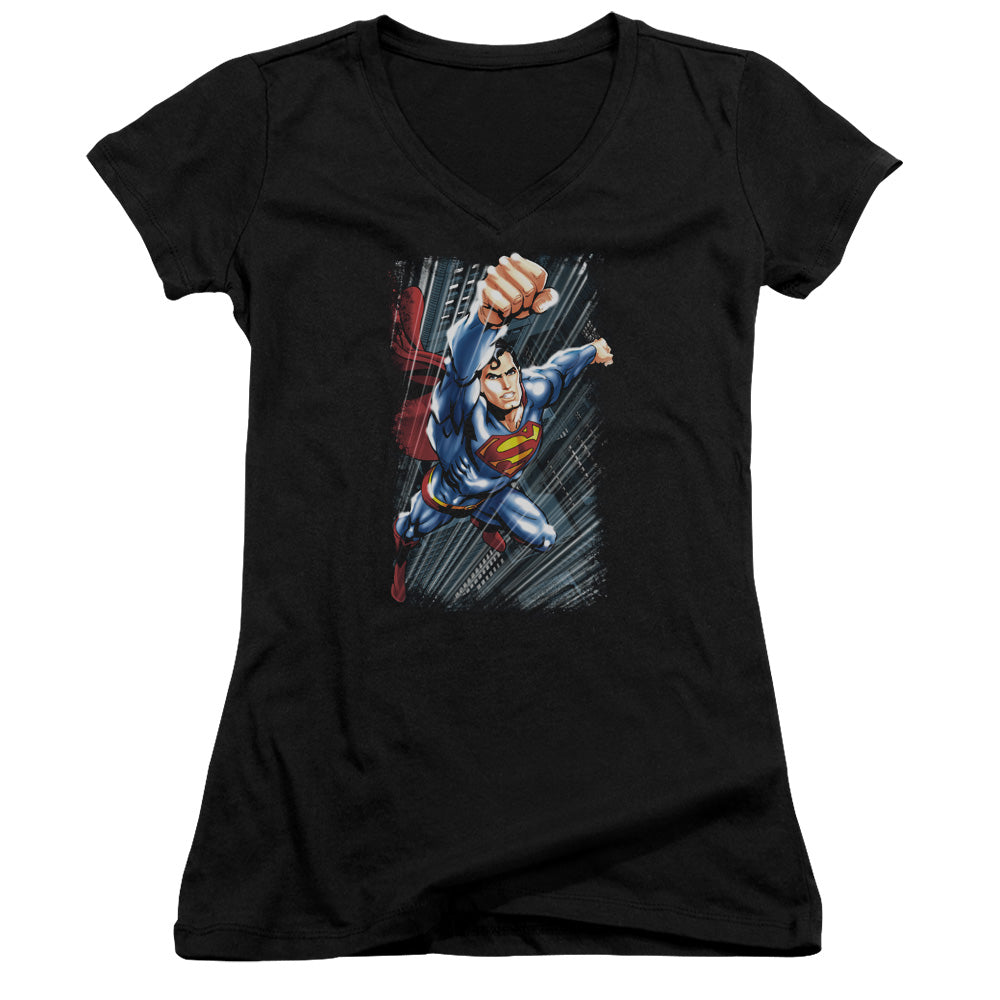Superman - Faster Than-junior V-neck - Black