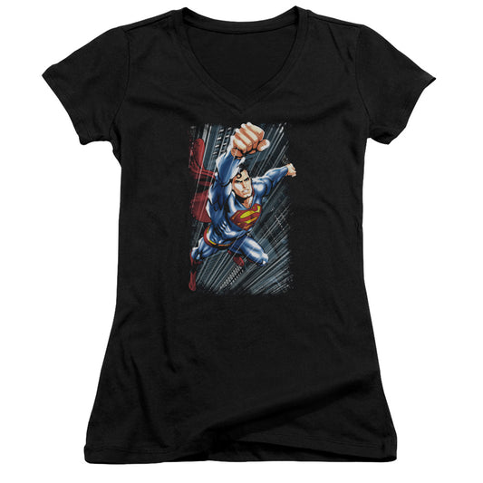 Superman - Faster Than-junior V-neck - Black