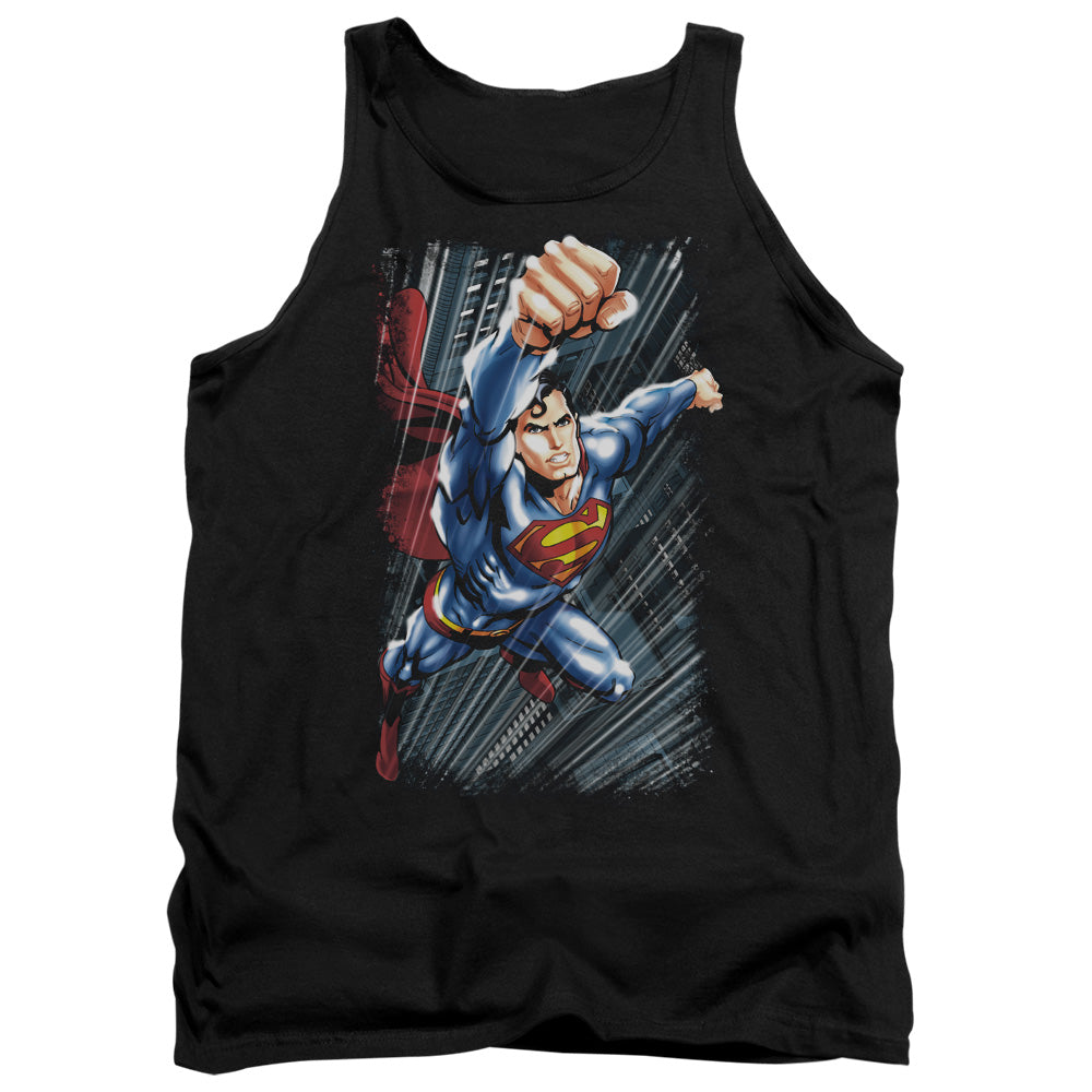 Superman - Faster Than - Adult Tank - Black