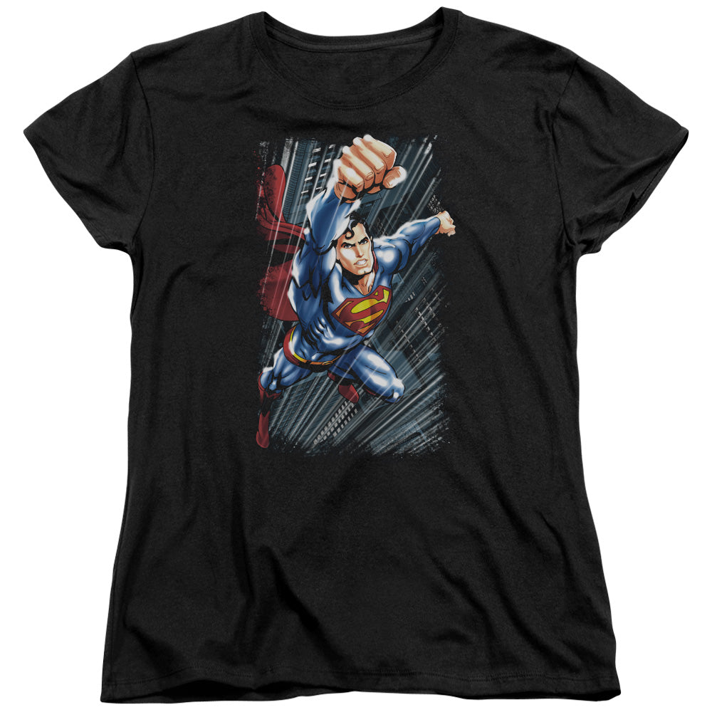Superman - Faster Than - Short Sleeve Womens Tee - Black T-shirt