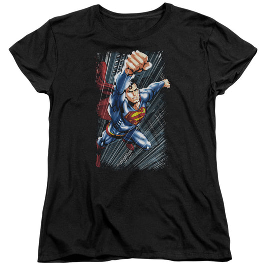 Superman - Faster Than - Short Sleeve Womens Tee - Black T-shirt