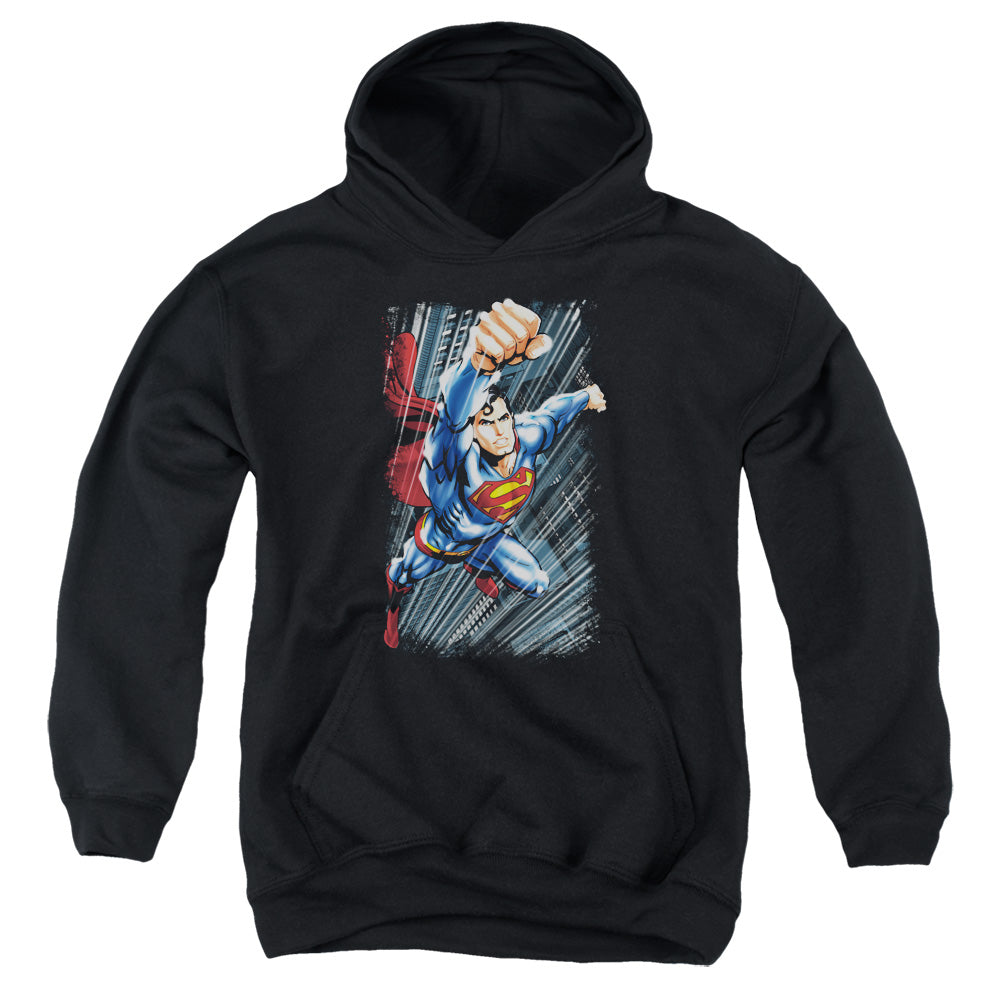 Superman - Faster Than - Youth Pull-over Hoodie - Black