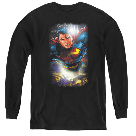 Superman - In The Sky - Youth Long Sleeve Tee - Black