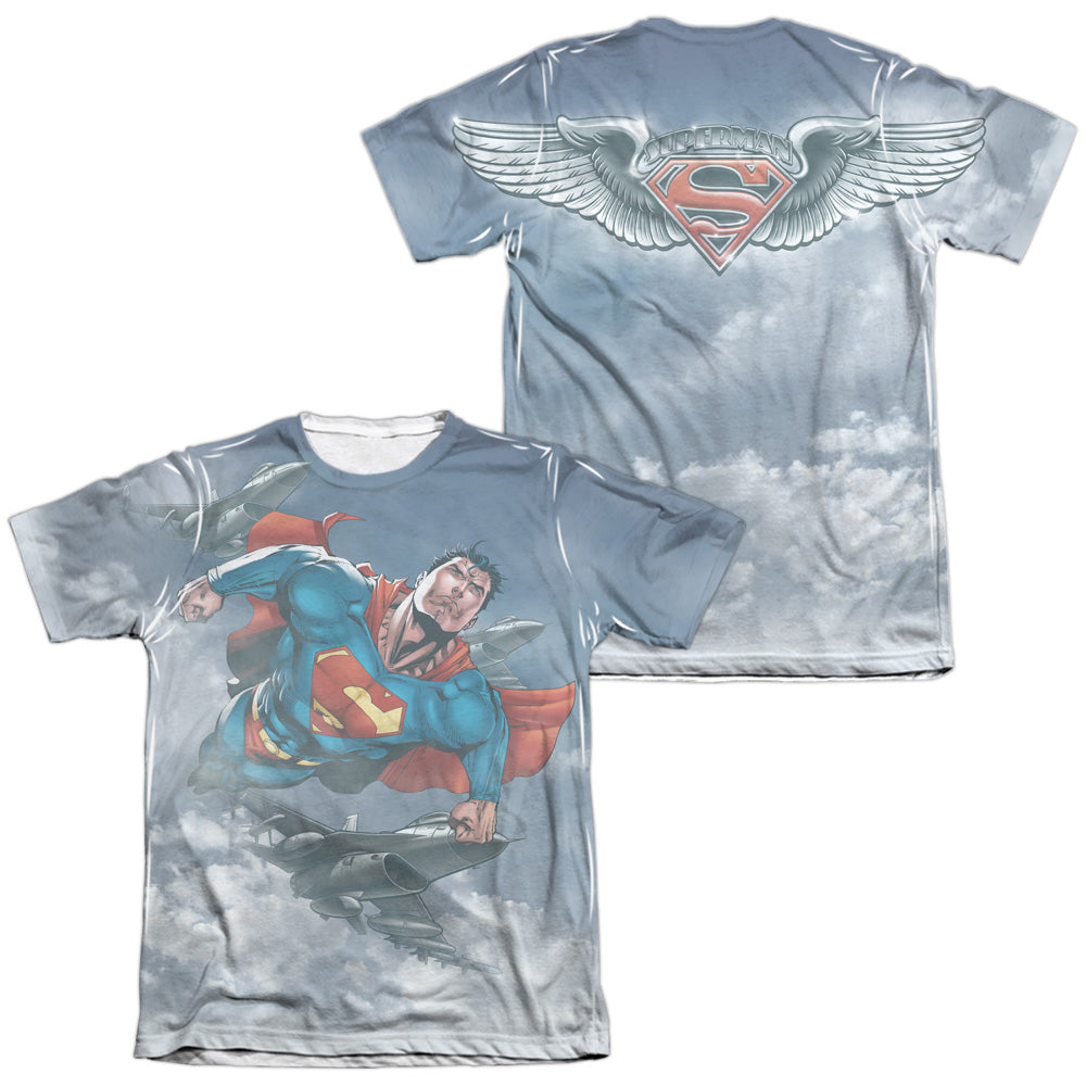 Superman - In Formation (Front/back Print) - Adult Poly/cotton Short Sleeve Tee - White T-shirt