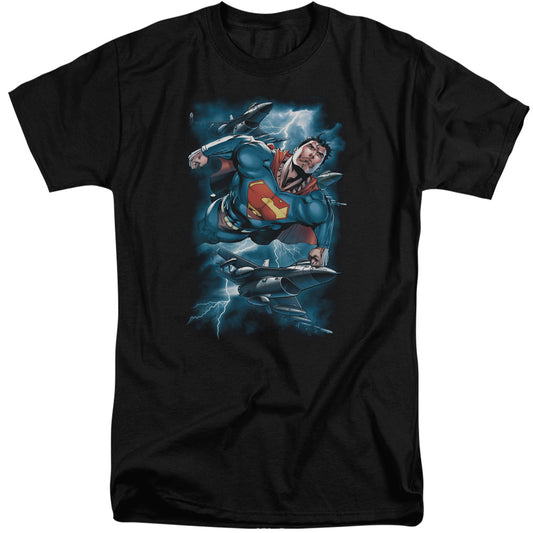 Superman - Stormy Flight - Short Sleeve Adult Tall - Black T-shirt