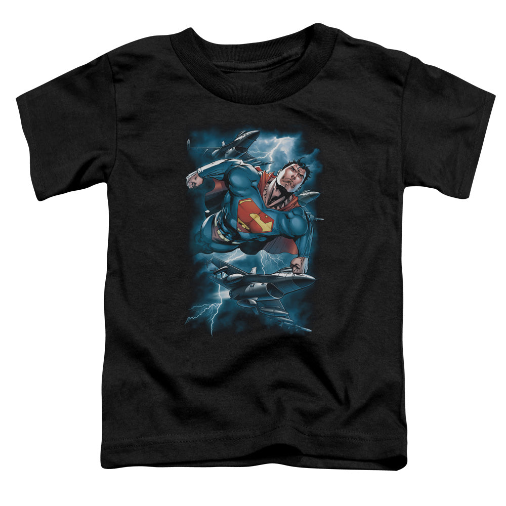 Superman - Stormy Flight - Short Sleeve Toddler Tee - Black T-shirt