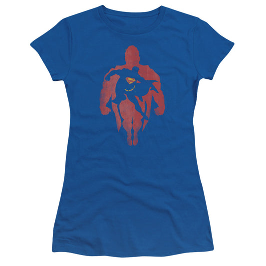 Superman - Super Knockout - Short Sleeve Junior Sheer - Royal Blue T-shirt