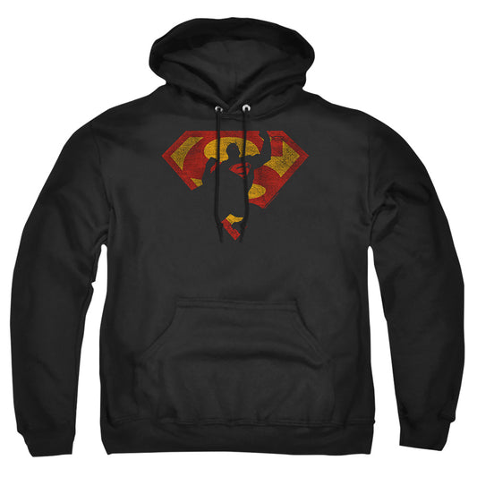 Superman - S Shield Knockout - Adult Pull-over Hoodie - Black