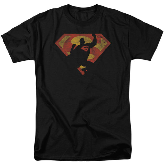 Superman - S Shield Knockout - Short Sleeve Adult 18/1 - Black T-shirt