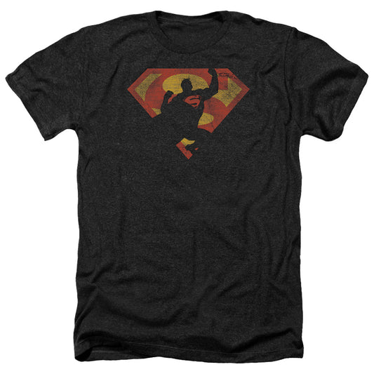 Superman - S Shield Knockout - Adult Heather-black