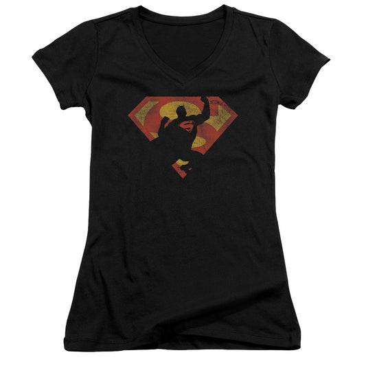 Superman - S Shield Knockout-junior V-neck - Black
