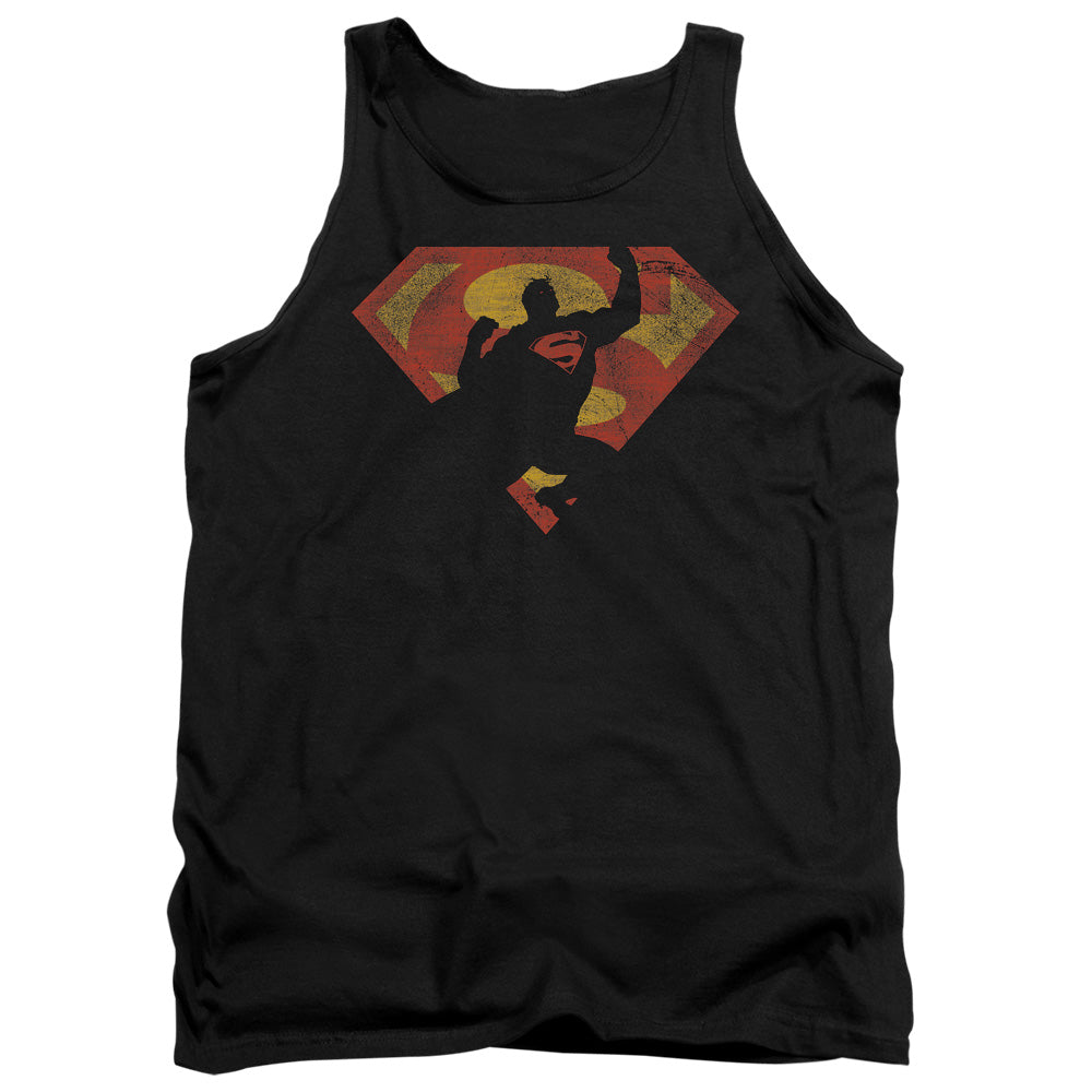 Superman - S Shield Knockout - Adult Tank - Black