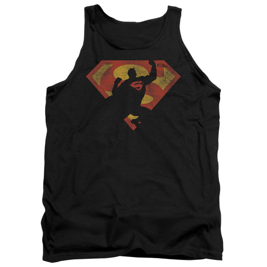 Superman - S Shield Knockout - Adult Tank - Black