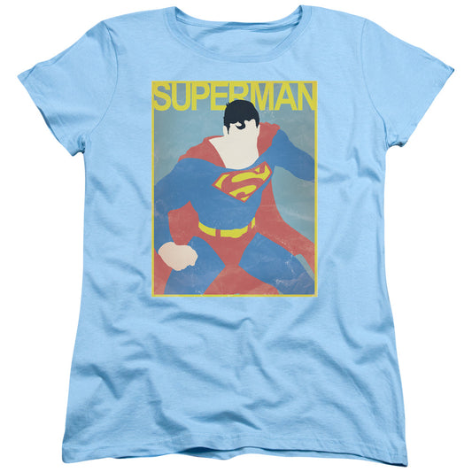 Superman - Simple Sm Poster - Short Sleeve Womens Tee - Light Blue T-shirt