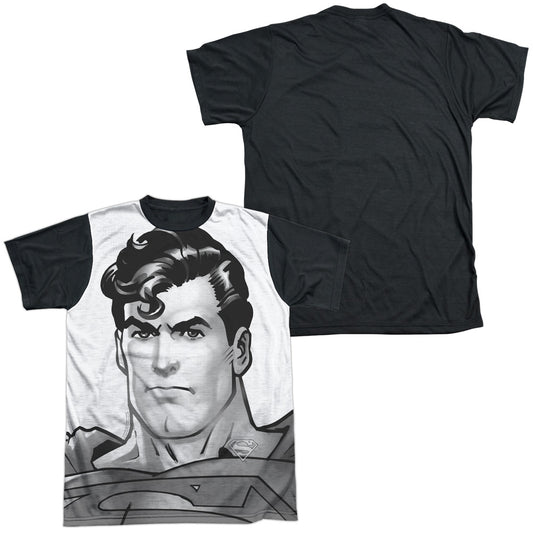 Superman - Bw Supes Head - Short Sleeve Adult White Front Black Back   - White T-shirt
