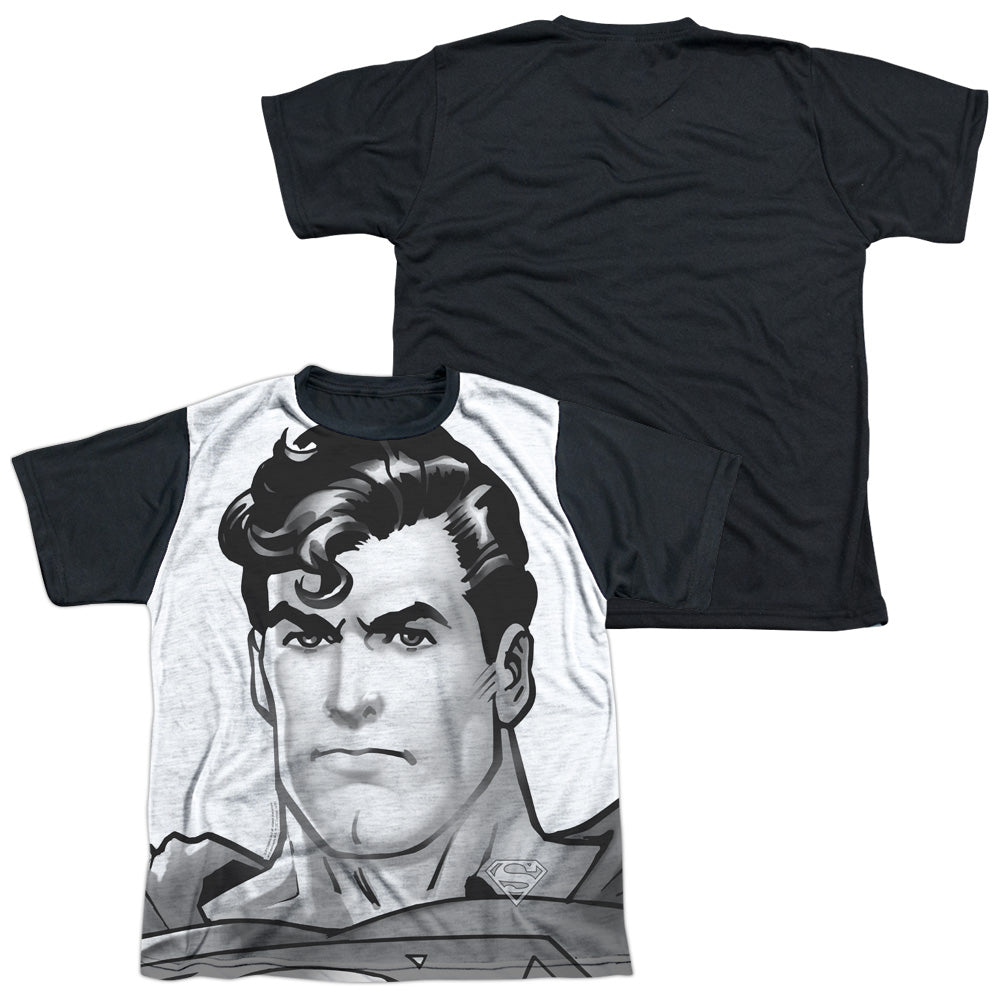 Superman - Bw Supes Head - Short Sleeve Youth White Front Black Back   - White T-shirt