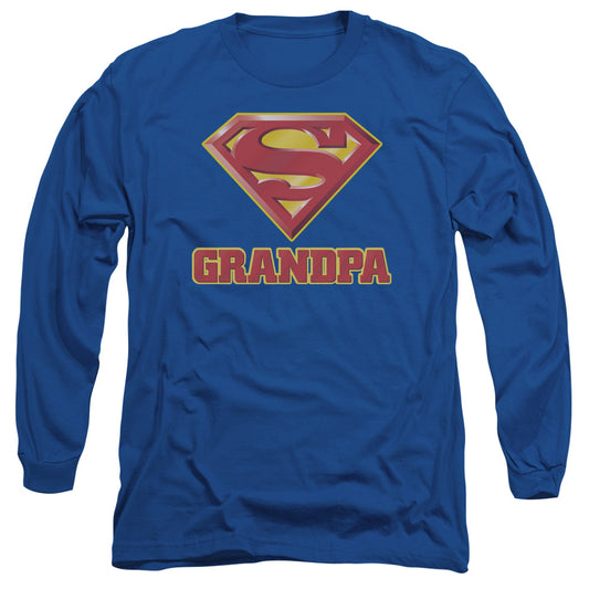 Superman - Super Grandpa - Long Sleeve Adult 18/1 - Royal Blue T-shirt