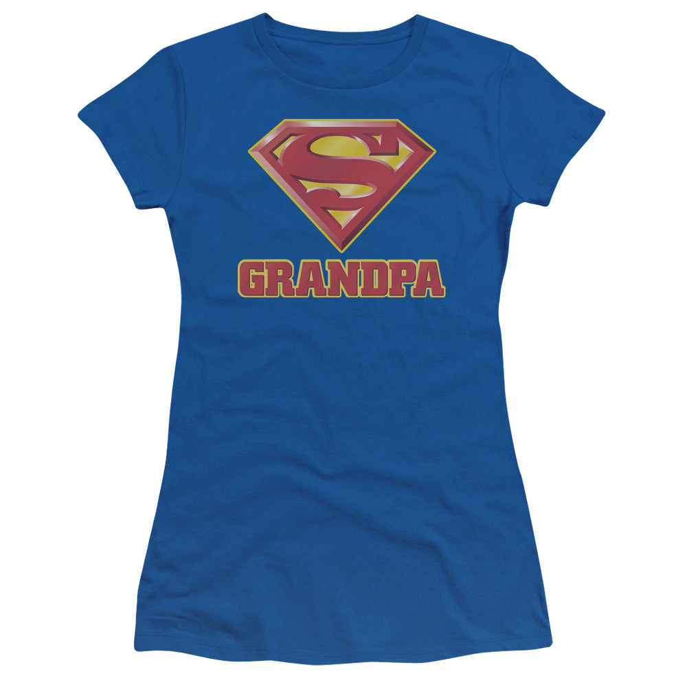 Superman - Super Grandpa - Short Sleeve Junior Sheer - Royal Blue T-shirt