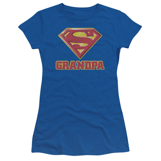 Superman - Super Grandpa - Short Sleeve Junior Sheer - Royal Blue T-shirt