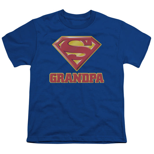 Superman - Super Grandpa - Short Sleeve Youth 18/1 - Royal Blue T-shirt
