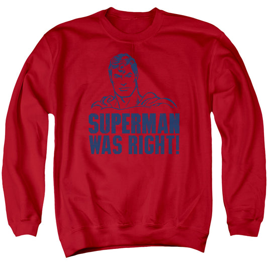 Superman - Was Right - Adult Crewneck Sweatshirt - Red