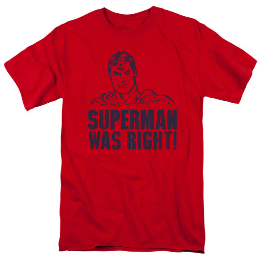 Superman - Was Right - Short Sleeve Adult 18/1 - Red T-shirt
