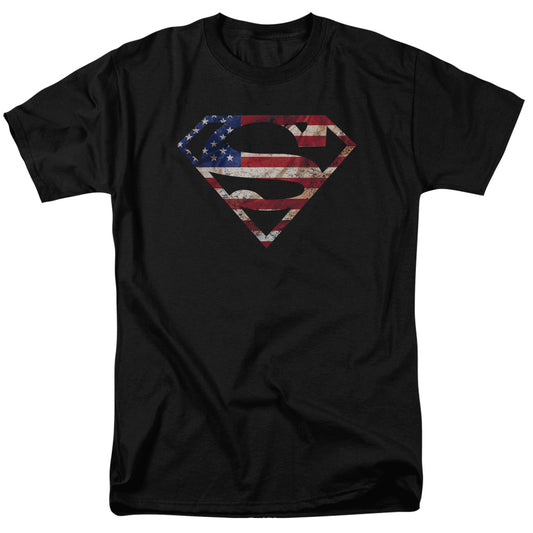 Superman - Super Patriot - Short Sleeve Adult 18/1 - Black T-shirt