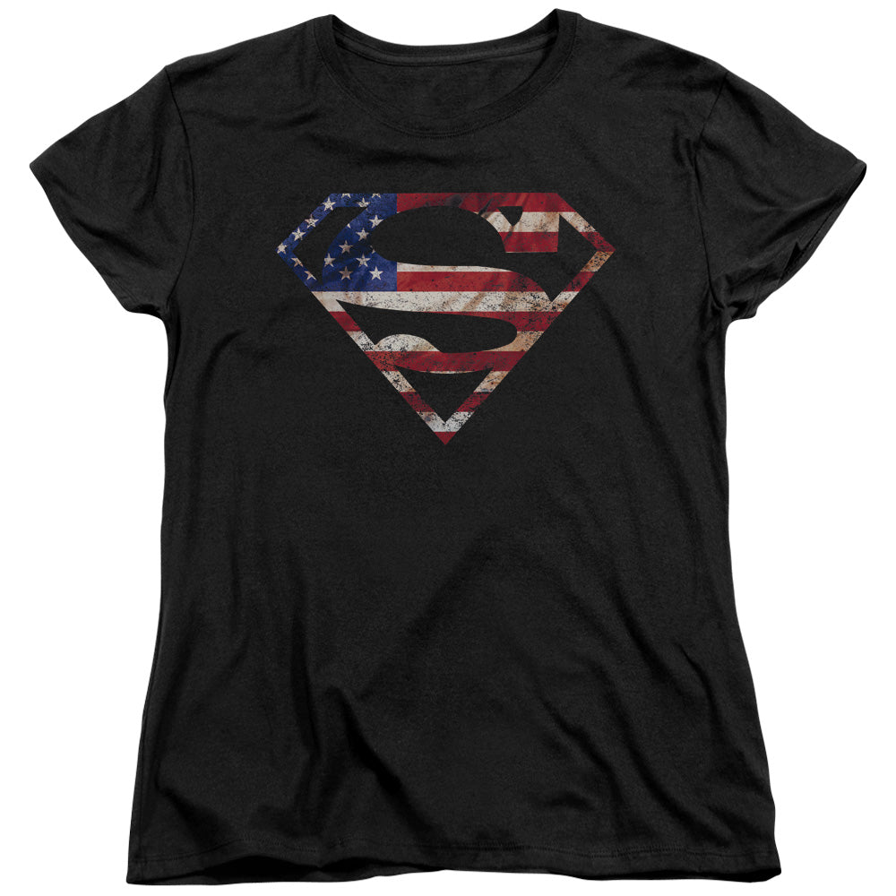 Superman - Super Patriot - Short Sleeve Womens Tee - Black T-shirt