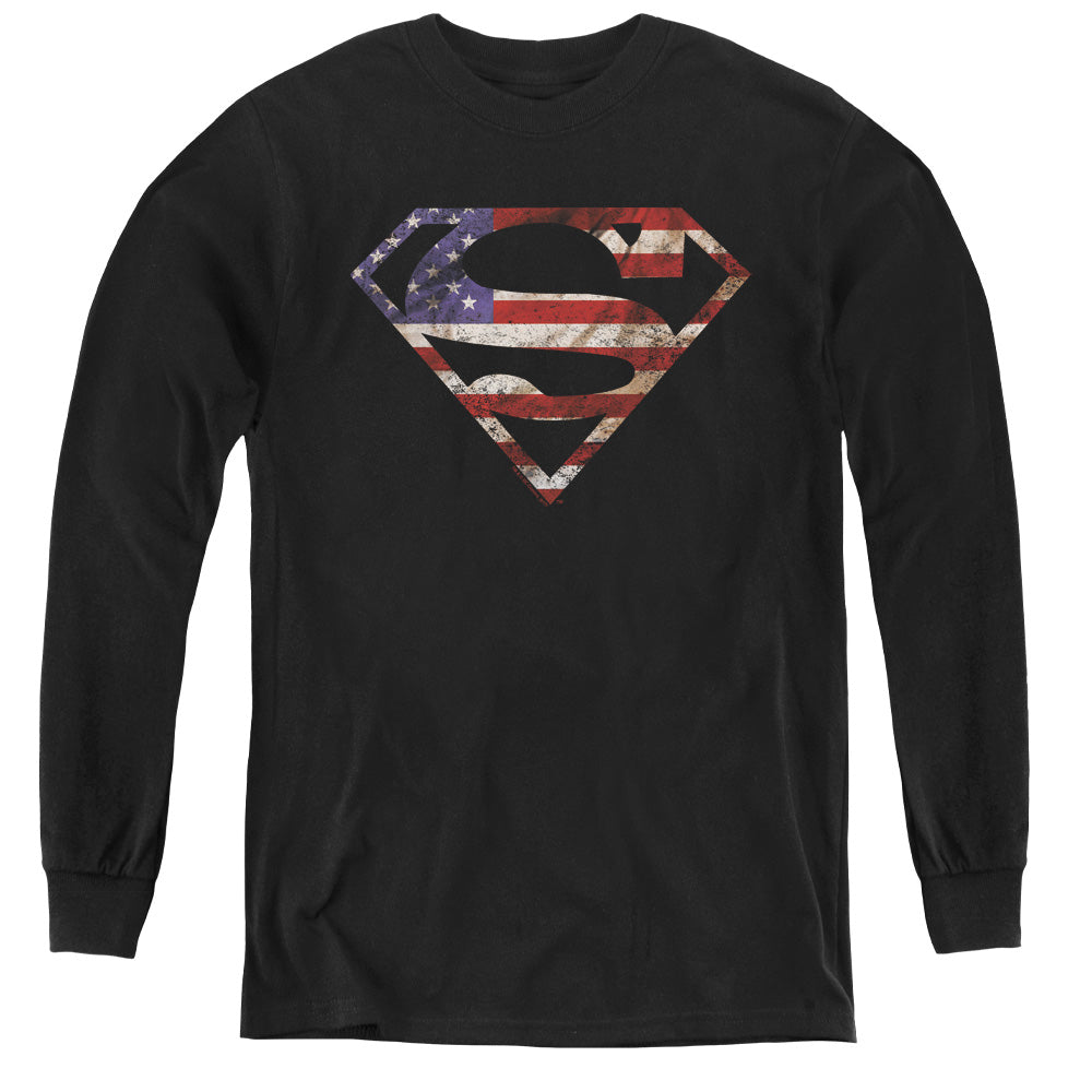 Superman - Super Patriot - Youth Long Sleeve Tee - Black